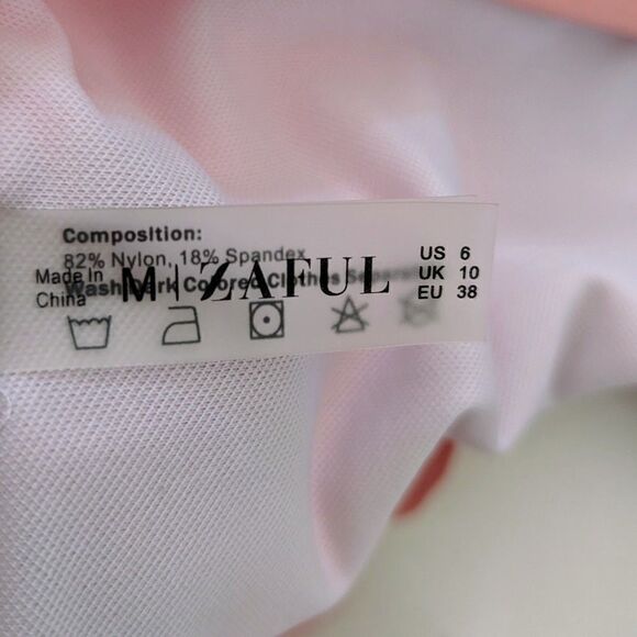 Women's Zaful Bikini Bottoms Only Scalloped Pink Rose Medium High Waisted Cheeky - Picture 7 of 8